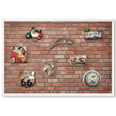 Tableau magnétique motif mur de briques aux teintes chaudes pour collection d'aimants