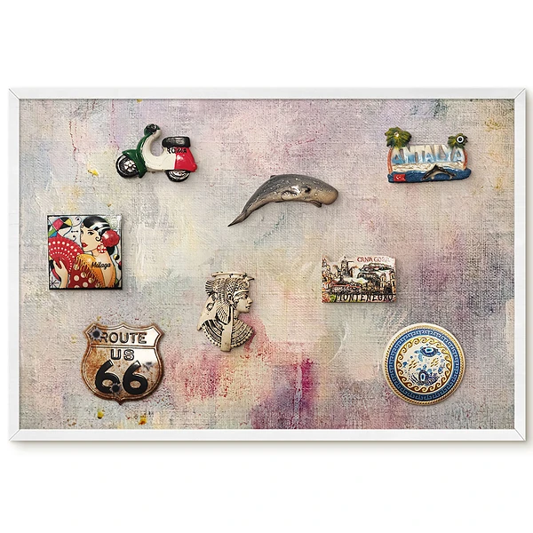 Tableau magnétique décoratif avec cadre motif Flous pastel tons clairs et subtils