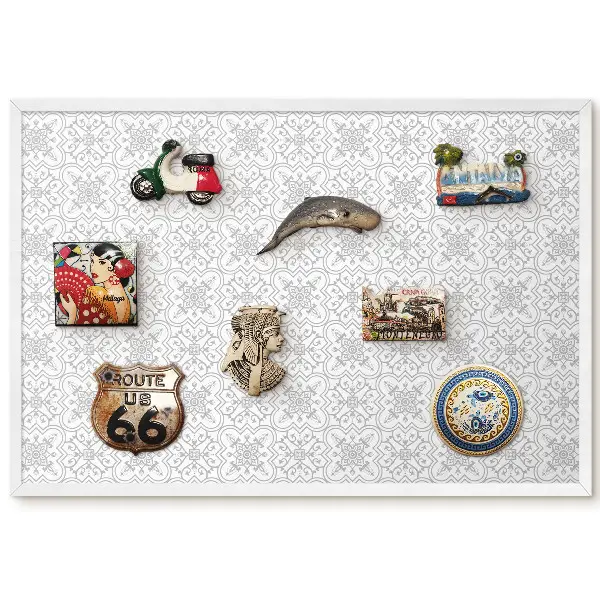 Tableau magnétique pour aimants avec motif géométrique gris et blanc