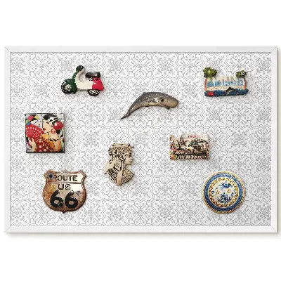 Tableau magnétique pour aimants avec motif géométrique gris et blanc