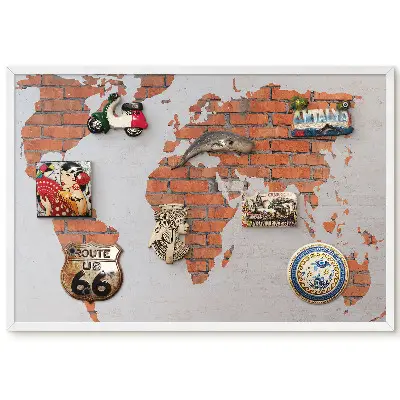 Tableau magnétique carte du monde pour aimants