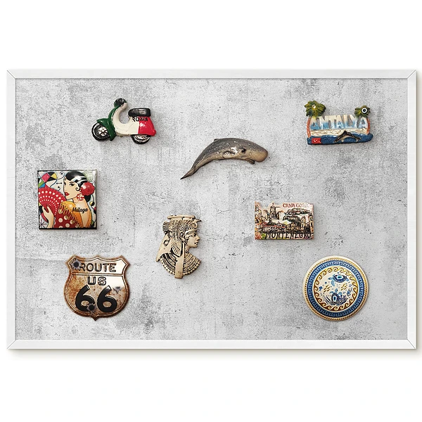 Tableau magnétique décoratif avec cadre motif béton gris