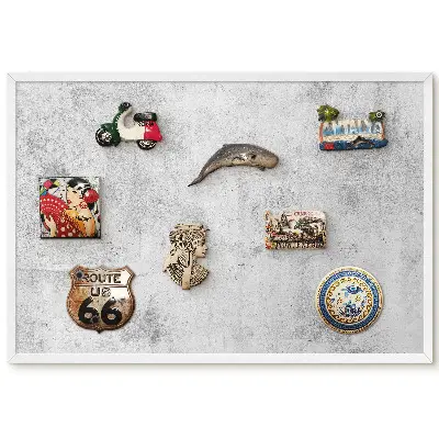 Tableau magnétique décoratif avec cadre motif béton gris