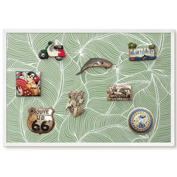 Tableau magnétique motif feuilles dans les tons verts