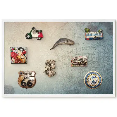 Tableau magnétique décoratif motif carte de ville aux couleurs discrètes avec cadre