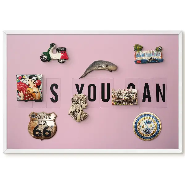 Tableau pour collection d'aimants avec lettrage de motivation rose minimaliste