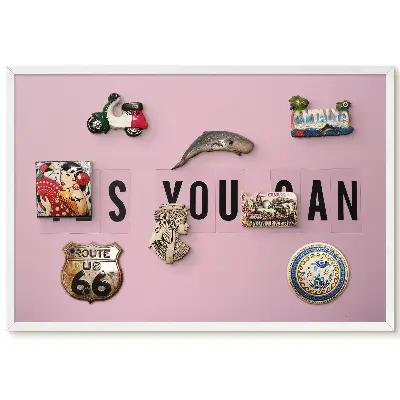 Tableau pour collection d'aimants avec lettrage de motivation rose minimaliste