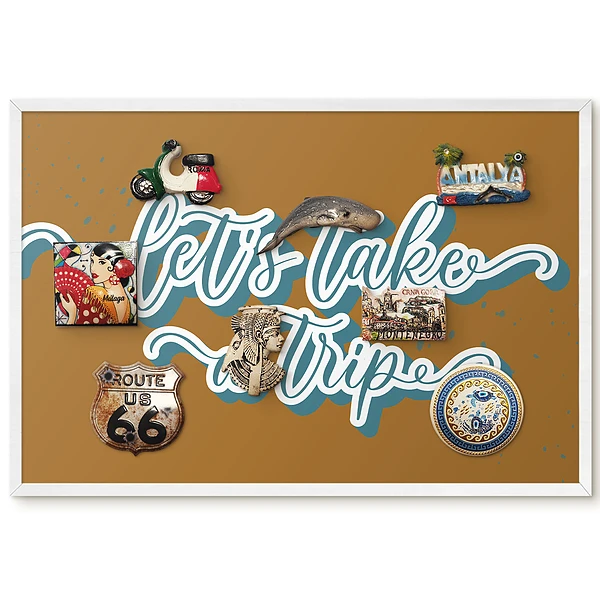 Tableau magnétique décoratif avec cadre typographie joyeuse sur fond beige