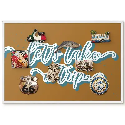 Tableau magnétique décoratif avec cadre typographie joyeuse sur fond beige