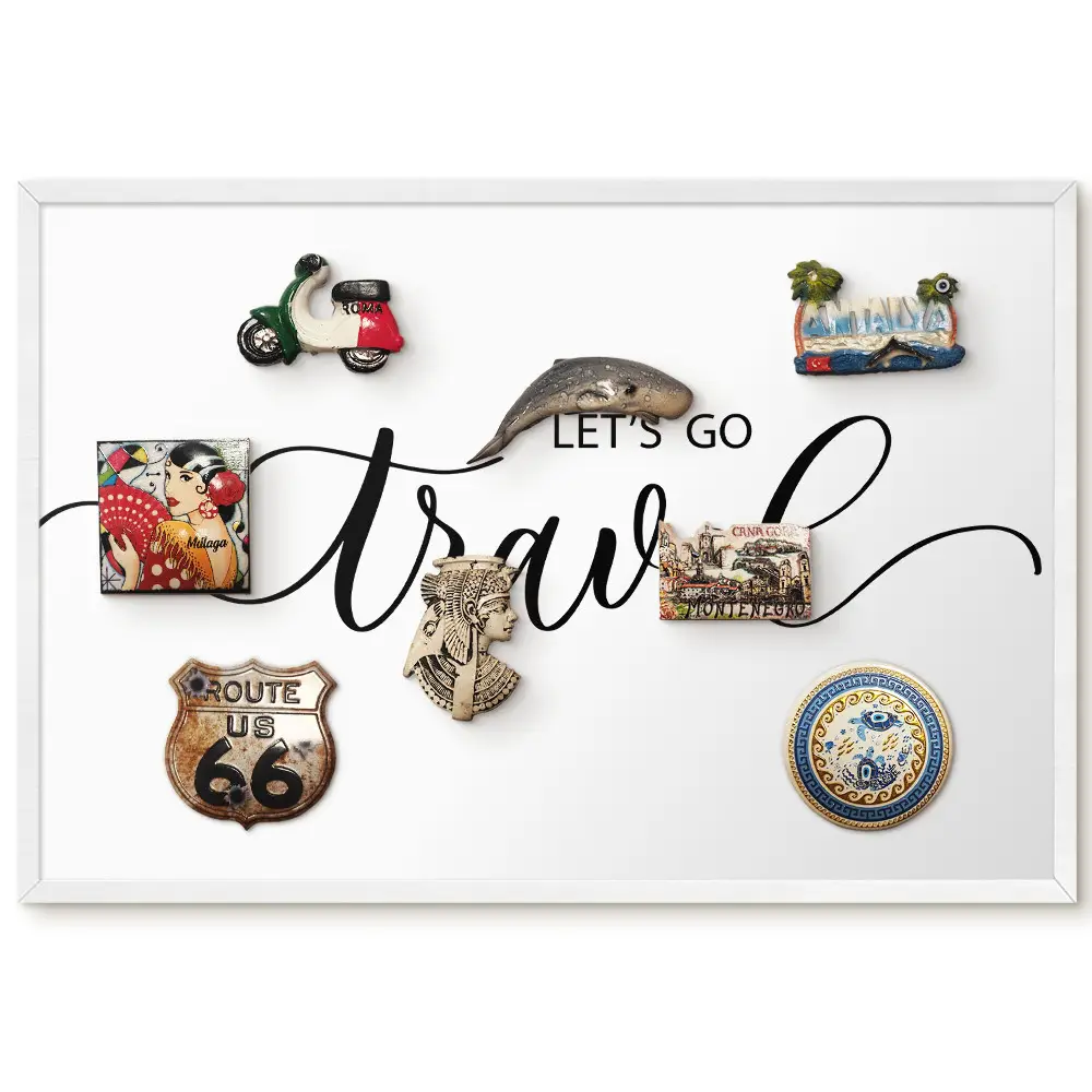 Tableau magnétique décoratif avec cadre Une invitation au voyage