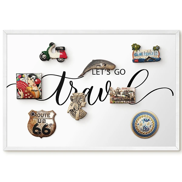 Tableau magnétique décoratif avec cadre Une invitation au voyage