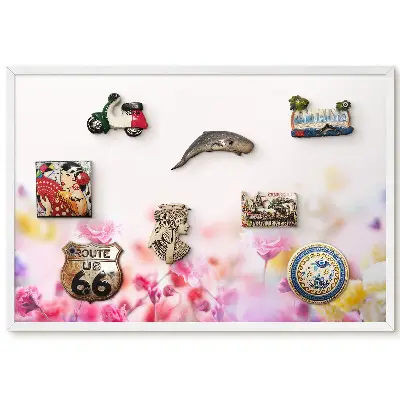 Tableau magnétique décoratif avec cadre motif Fleurs délicates aux teintes pastel