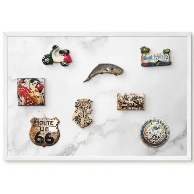Tableau magnétique décoratif avec cadre motif marbré gris et blanc