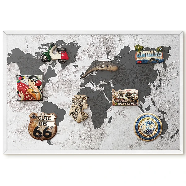 Tableau magnétique carte du monde avec texture subtile en arrière-plan