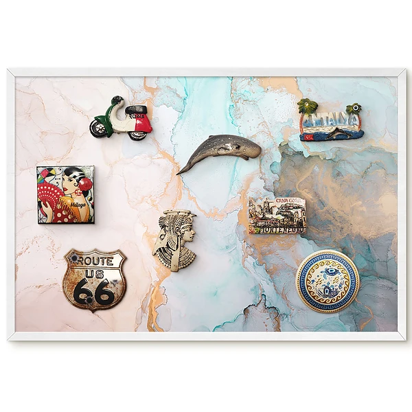 Tableau magnétique avec dégradés de beige, bleu et gris