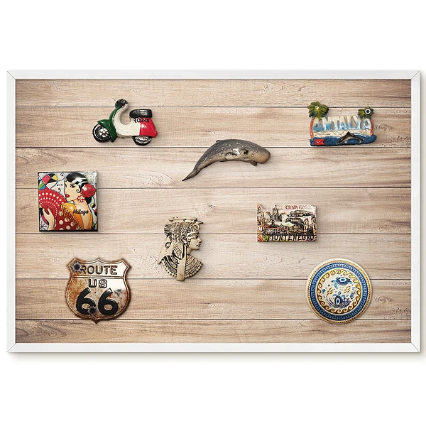 Tableau magnétique décoratif avec cadre motif planches de bois