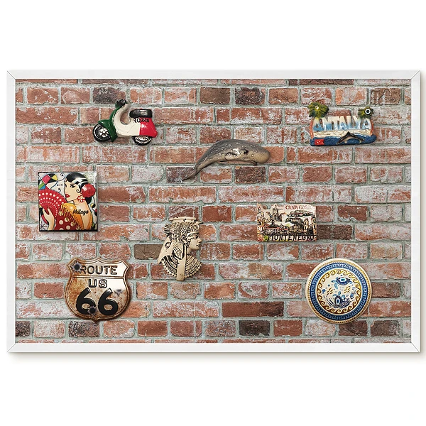 Tableau magnétique décoratif motif brique rustique aux teintes chaudes