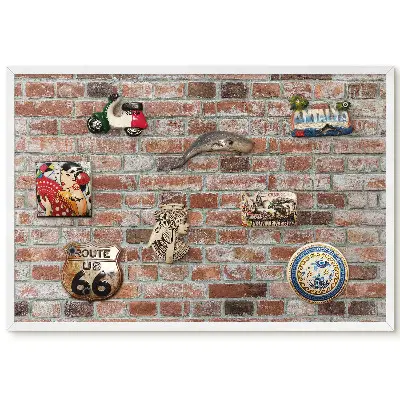 Tableau magnétique décoratif motif brique rustique aux teintes chaudes
