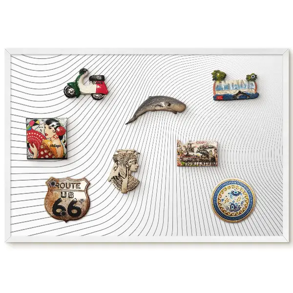 Tableau magnétique décoratif avec cadre motif lignes fluides dynamiques
