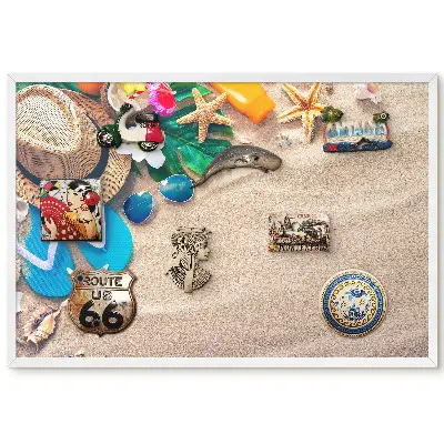 Tableau magnétique pour collection d'aimants motif accessoires de plage d'été
