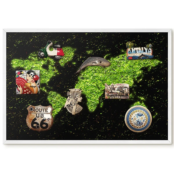 Tableau magnétique carte du monde Green Leaf pour aimants
