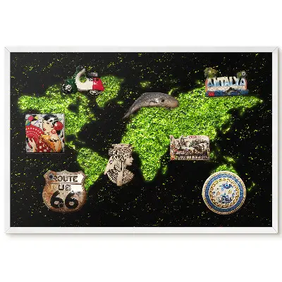 Tableau magnétique carte du monde Green Leaf pour aimants