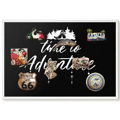 Tableau magnétique décoratif motif aventure en noir et blanc