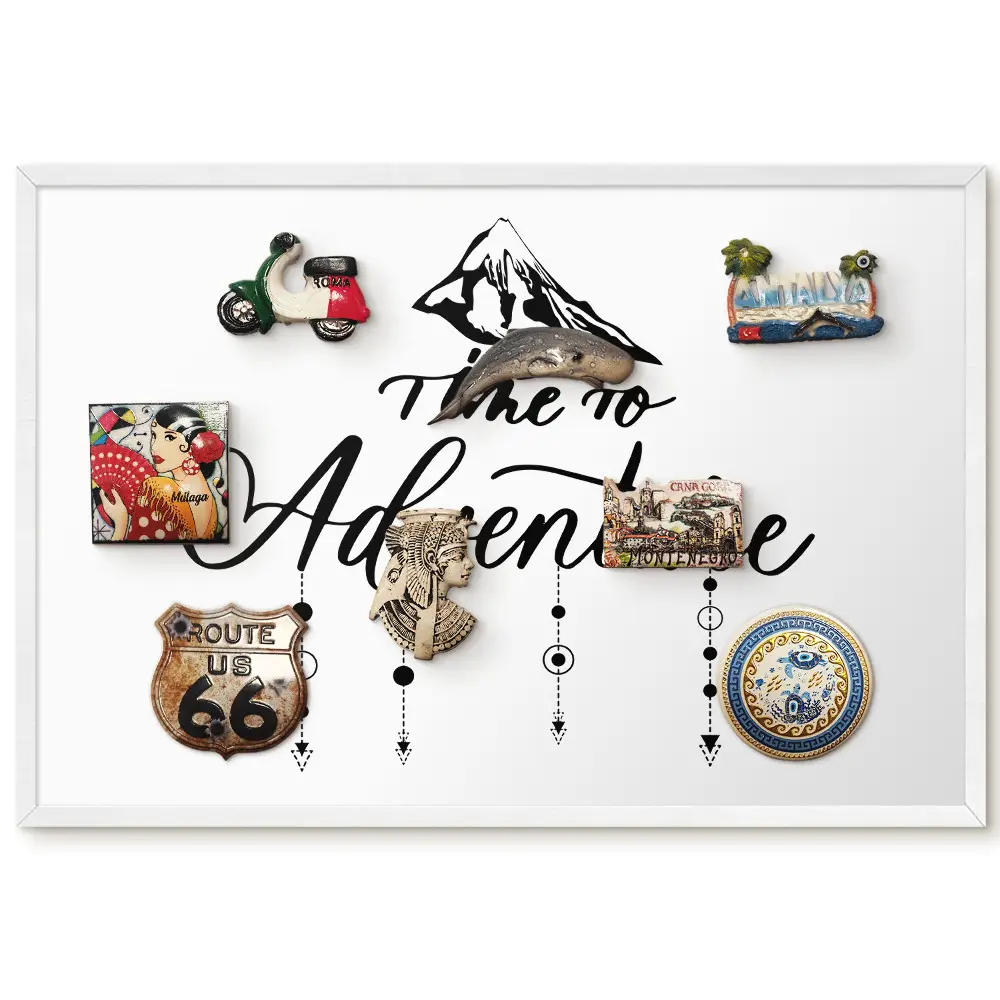 Tableau magnétique pour aimants avec motif de montagne et inscription élégante