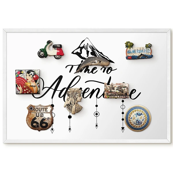 Tableau magnétique pour aimants avec motif de montagne et inscription élégante