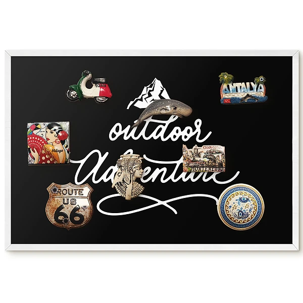 Tableau magnétique décoratif avec cadre Aventures en plein air