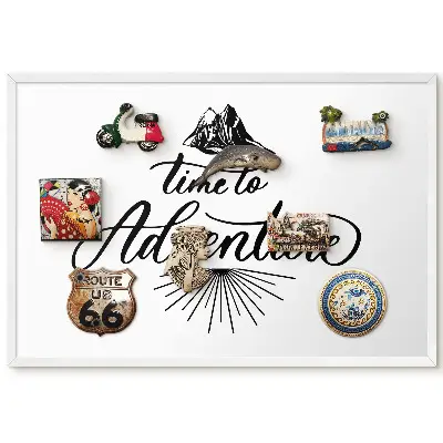 Tableau magnétique pour collection d'aimants avec slogan inspiré par l'aventure en noir et blanc