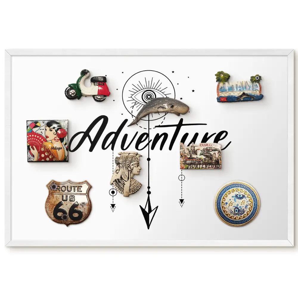Tableau pour collection d'aimants design aventure minimaliste