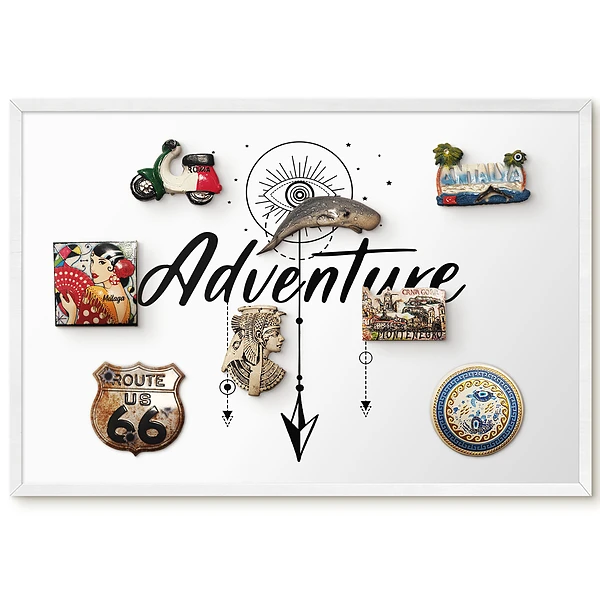 Tableau pour collection d'aimants design aventure minimaliste