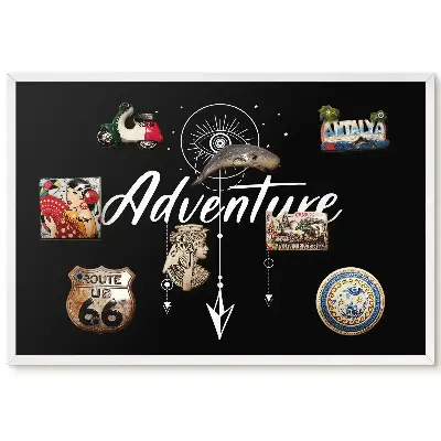 Tableau magnétique décoratif avec cadre et inscription contrastée au motif mystérieux