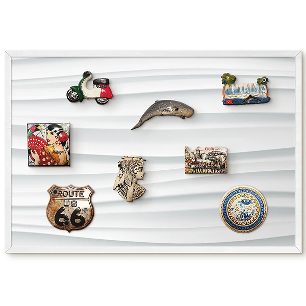 Tableau magnétique décoratif avec cadre motif vagues blanches
