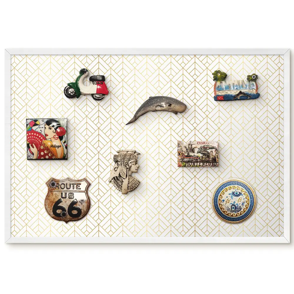 Tableau magnétique décoratif avec cadre Géométrie et délicatesse dans des couleurs claires
