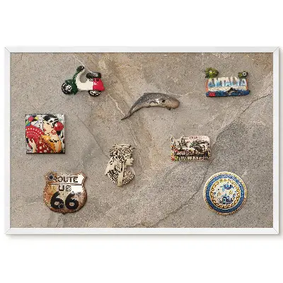 Tableau pour collection d'aimants en pierre beige aux motifs délicats