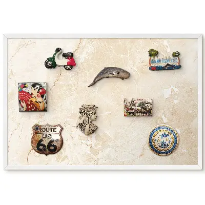 Tableau magnétique décoratif avec cadre motif texture beige aux lignes délicates