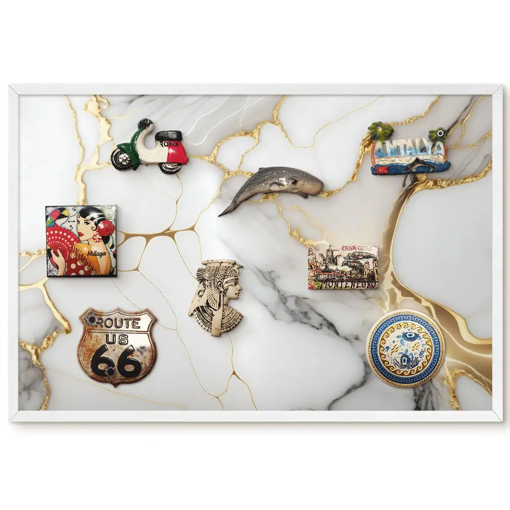 Tableau magnétique décoratif avec cadre motif élégant aux formes dynamiques