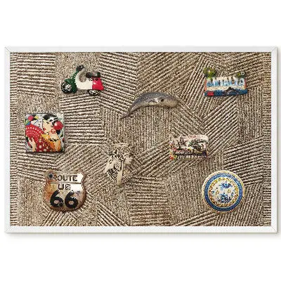 Tableau magnétique décoratif avec cadre et motifs géométriques aux couleurs douces
