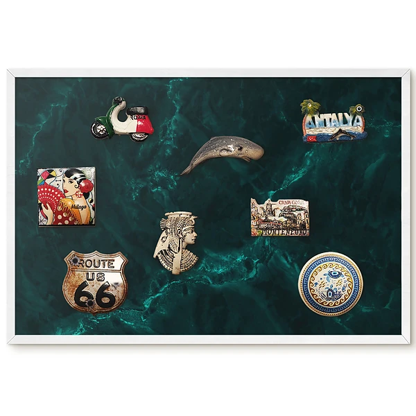 Tableau magnétique décoratif avec cadre motif marbre vert