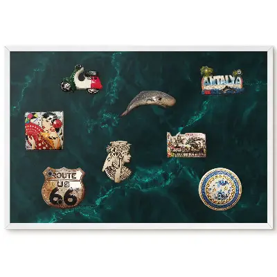 Tableau magnétique décoratif avec cadre motif marbre vert