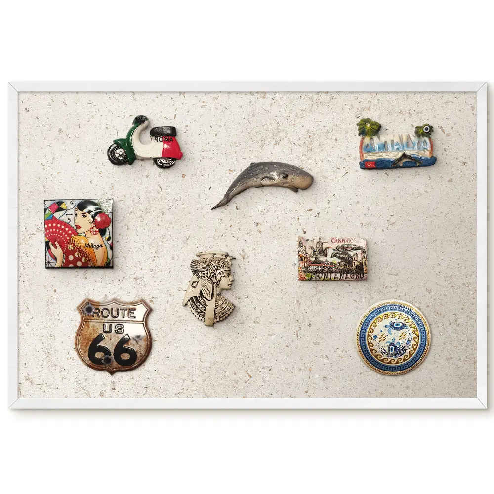 Tableau magnétique décoratif avec cadre motif de texture beige subtil