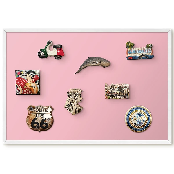 Tableau magnétique pour collection d'aimants rose