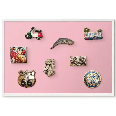 Tableau magnétique pour collection d'aimants rose