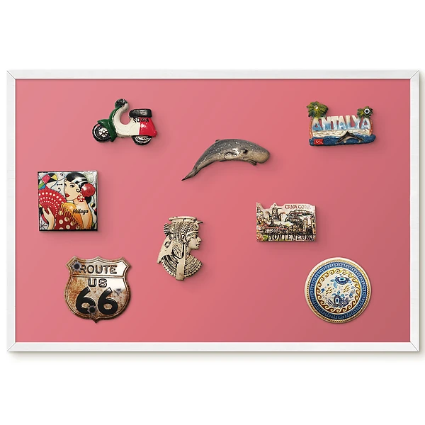 Tableau pour collection d'aimants rose uni au design paisible et harmonieux