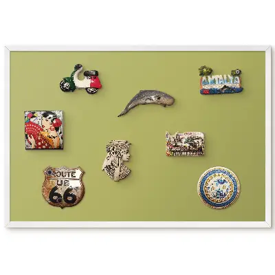 Tableau magnétique décoratif avec cadre motif fond vert uni minimaliste vintage