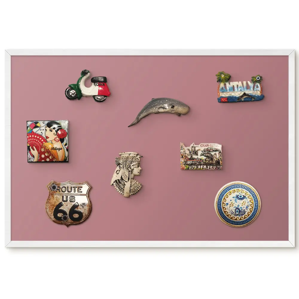 Tableau pour collection d'aimants minimaliste fond rose