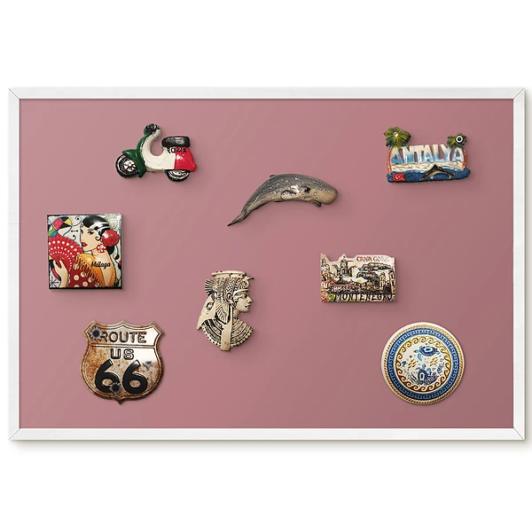 Tableau pour collection d'aimants minimaliste fond rose