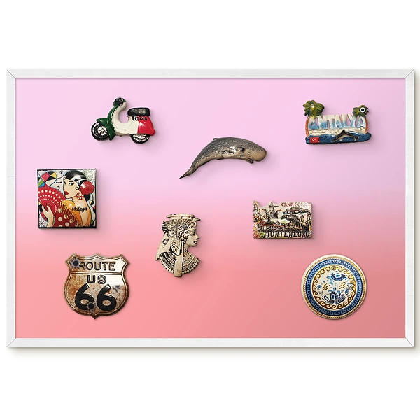 Tableau pour collection d'aimants dégradé de rose et saumon